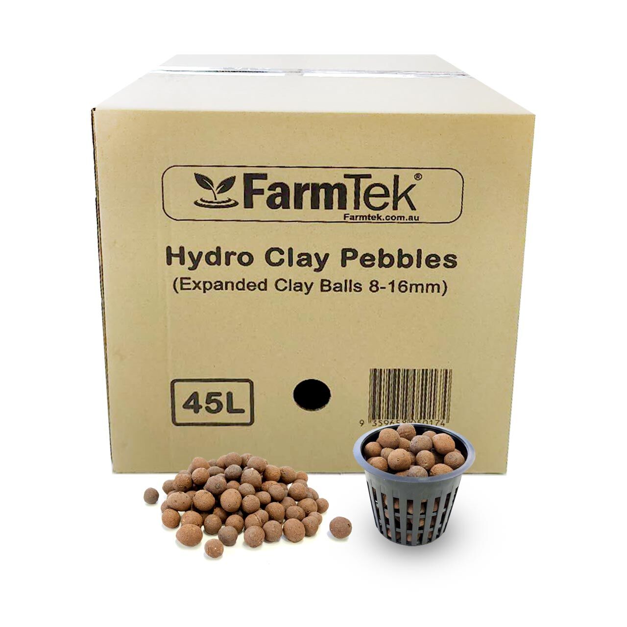 FarmTek® Expanded Clay Pebbles For Plants Hydro Clay Balls 8-16mm Mix 45L Pack